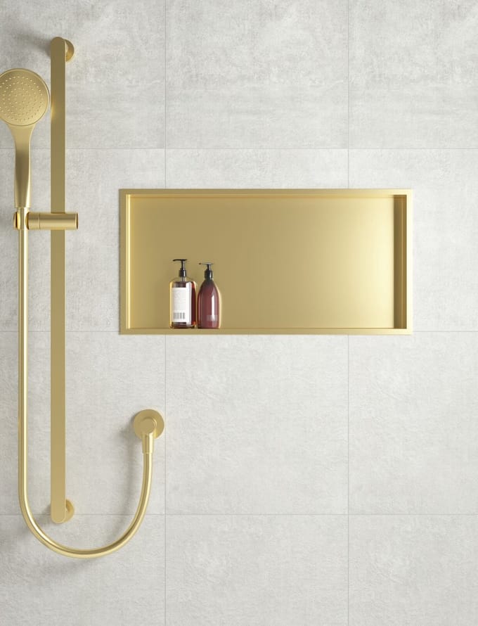 H&F Inbouwnis 30x60x7 cm – Geborsteld Goud – Douchenis – Badkamer Wandnis