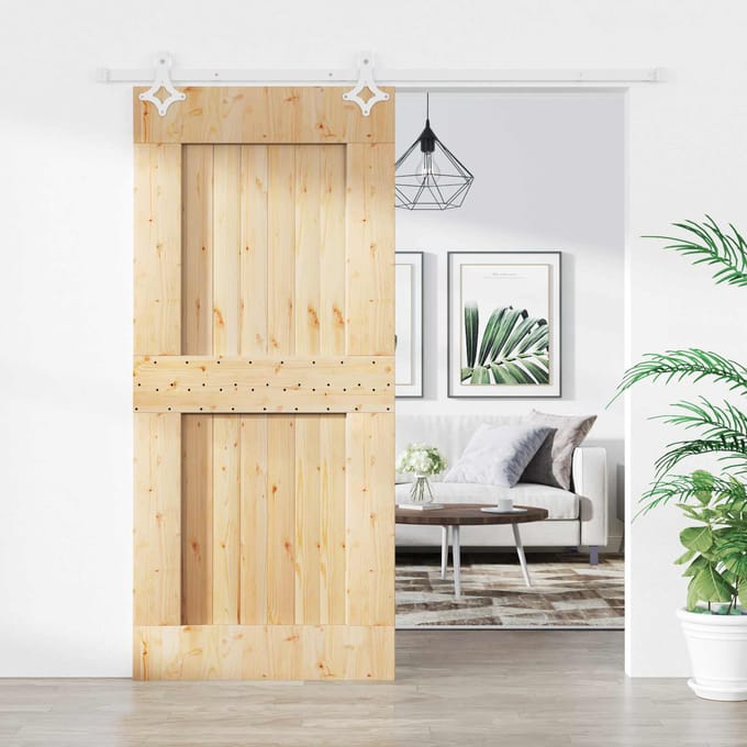 vidaXL - Schuifdeur - 90 - x - 210 - cm - Massief - Pine - Hout - (Onbehandeld)