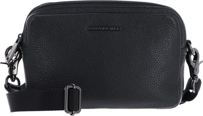 MANDARINA DUCK Leren Schoudertas Mellow Leather Crossbody Camera Bag Nero Zwart