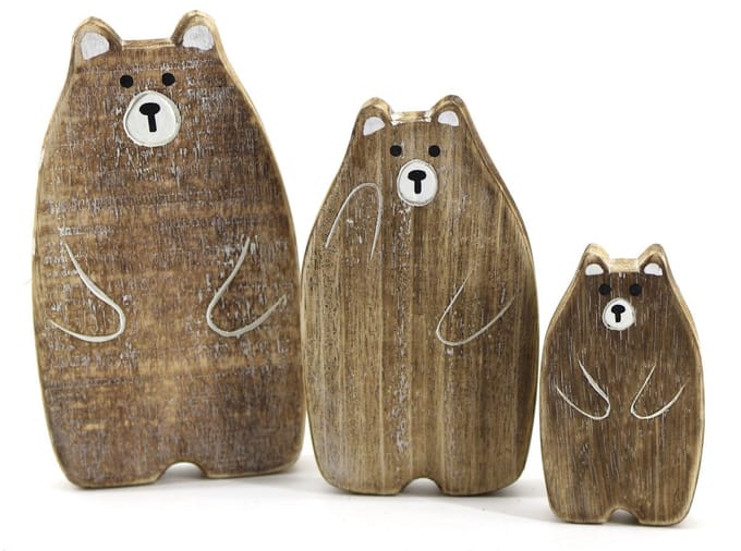 Familie beer 23x13cm naturel/wit
