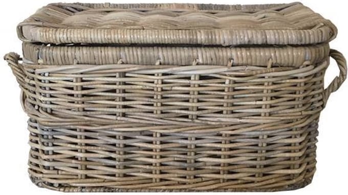 Rieten Mand Met Deksel - 50x28xH26 cm