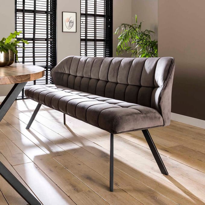 Fraaai - Ramon eetkamerbank 180 cm velvet antraciet