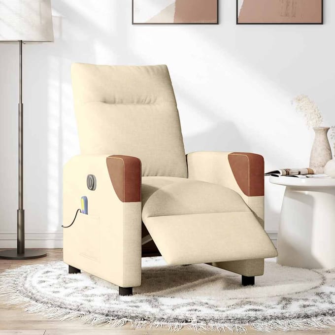 vidaXL - Massagestoel - elektrisch - verstelbaar - stof - crèmekleurig