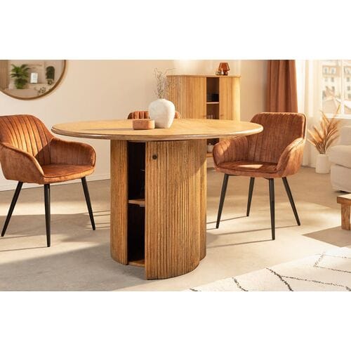 Ronde Eettafel mangohout met barfunctie 120 cm