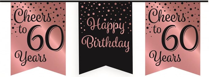 Party flag banner rose/black - 60