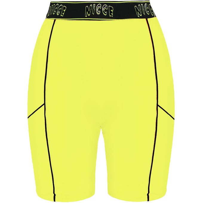 Nicce Stretch Logo Zwart/Neon Geel Dames Carbon Korte Broek 201 2 06 03 0180