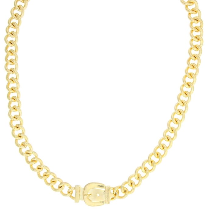 Behave - Lange ketting goudkleur met riemsluiting - Statement stijl