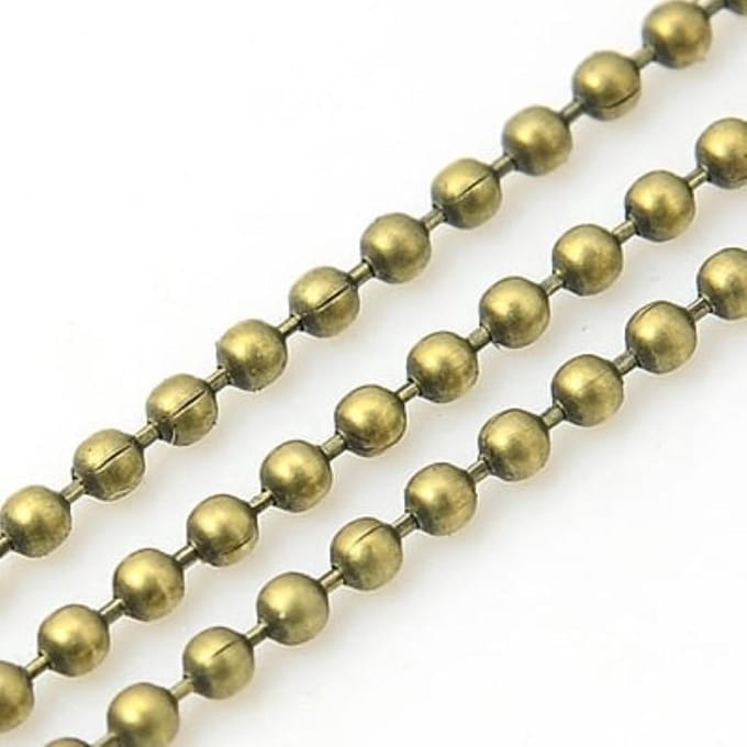 TQ4U ketting |mini bolletjes | messingkleur | per meter