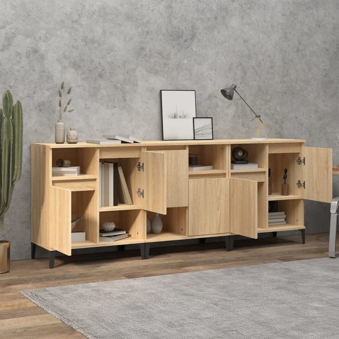 vidaXL - Dressoirs - 3 - st - 60x35x70 - cm - bewerkt - hout - sonoma - eikenkleurig