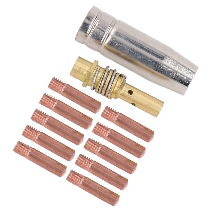 12 stuks Laspistool Contacttip MIG MAG 0.8x25mm M6 Gasmondstuk Vervangingsset Kit