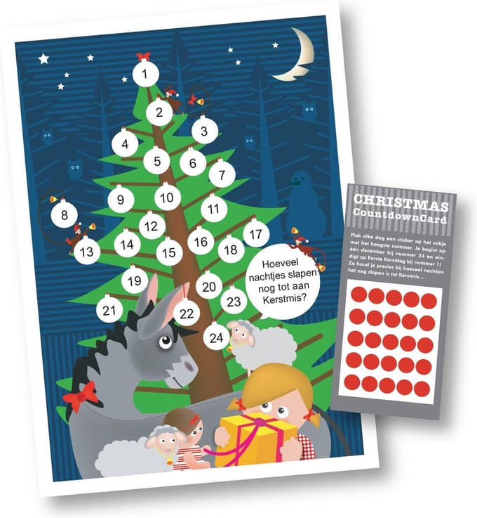 Aftelkaart KERSTMIS | Aftelkalender KERST | A5
