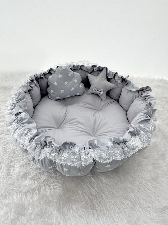 Baby Speelmat- Grijs Ster - 120 x 120 cm