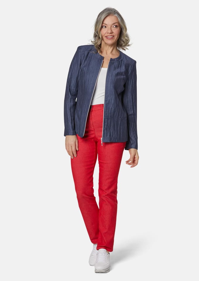 Lichte blazer met structuur en ritssluiting - donkerblauw - Gr. 21 van Goldner Fashion