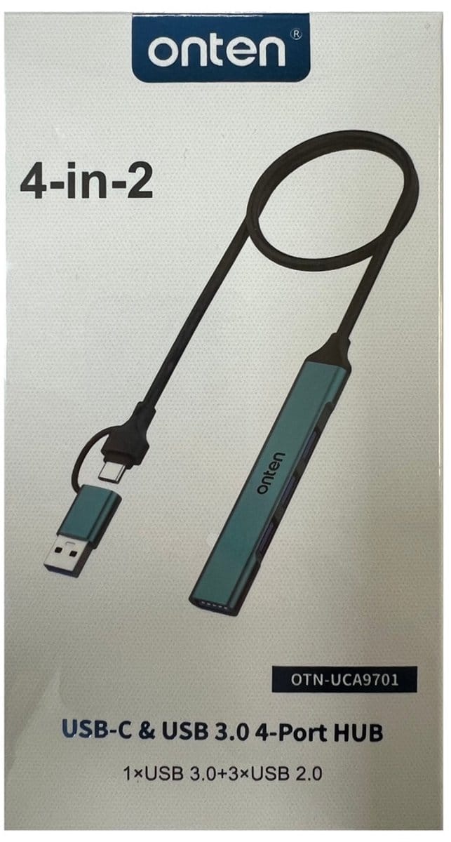 ONTEN 4-in-2 USB-C & USB-A 3.0 naar 4 poort USB-A HUB