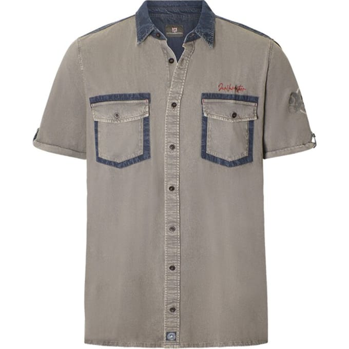 Jan Vanderstorm herren Overhemd Met Korte Mouwen - 51/52 - grijs - Plus Size