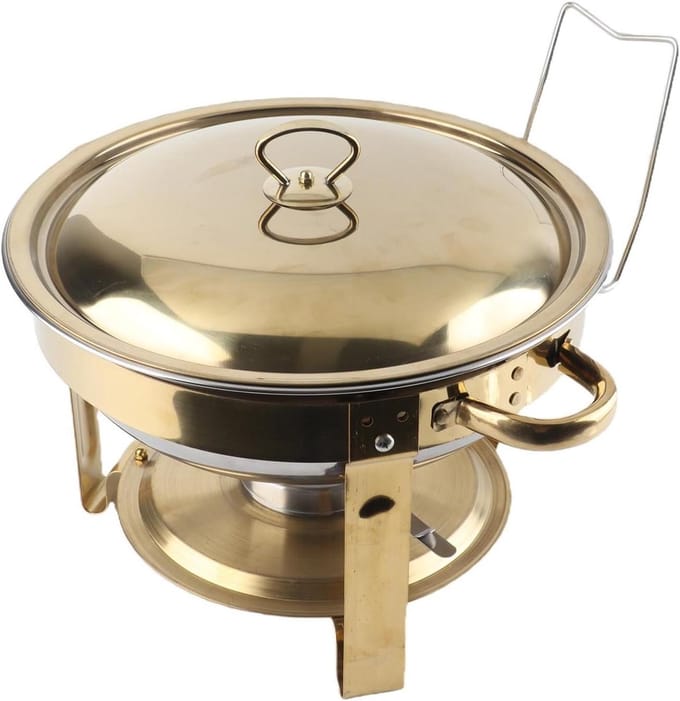 Buffet Verwarmers - RVS Schalen - Eten Warm Houden - Stapelbaar Ontwerp - 45 Liter - Goud