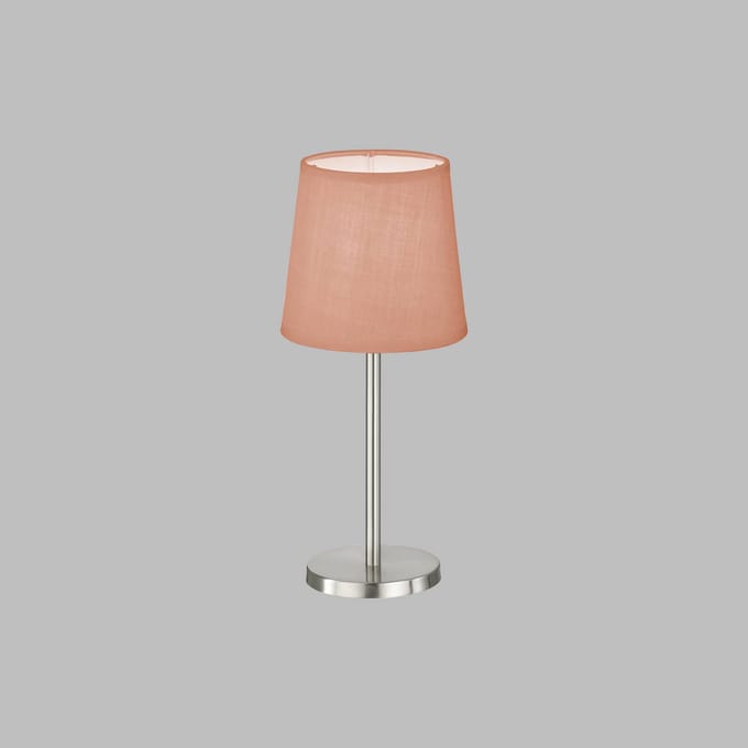 FH Lighting Tafellamp Eve linnen kap nikkel/roze
