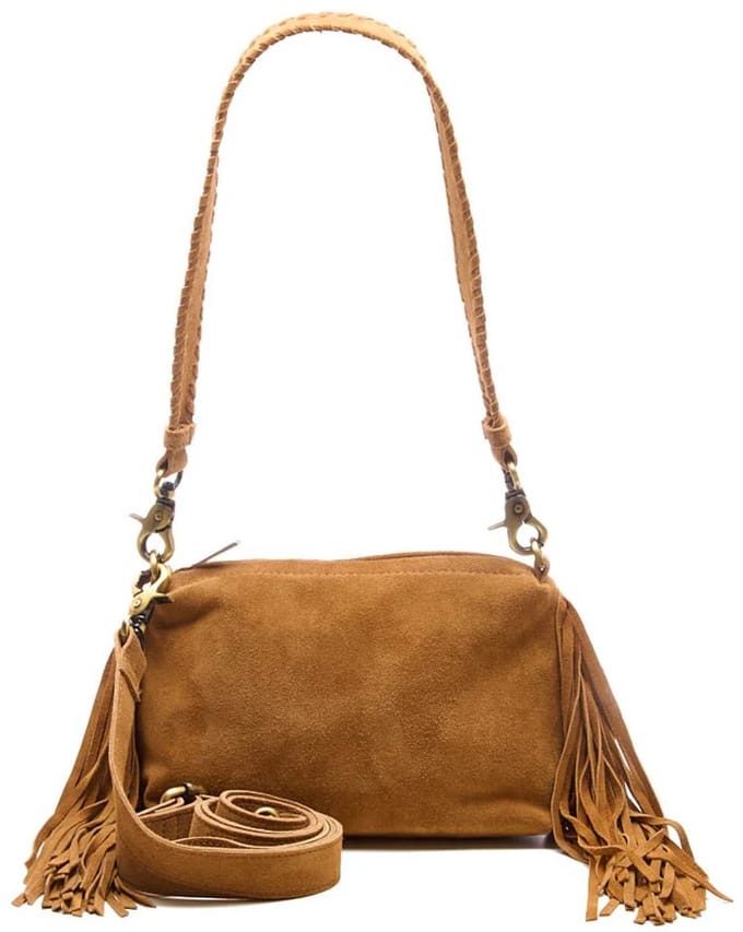 Chabo Bags Schoudertasje Small Suede Stormy Fringes Light Cognac