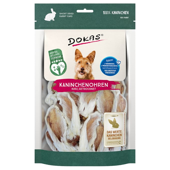 100g Konijnenoren met Vacht Dokas Hondensnacks