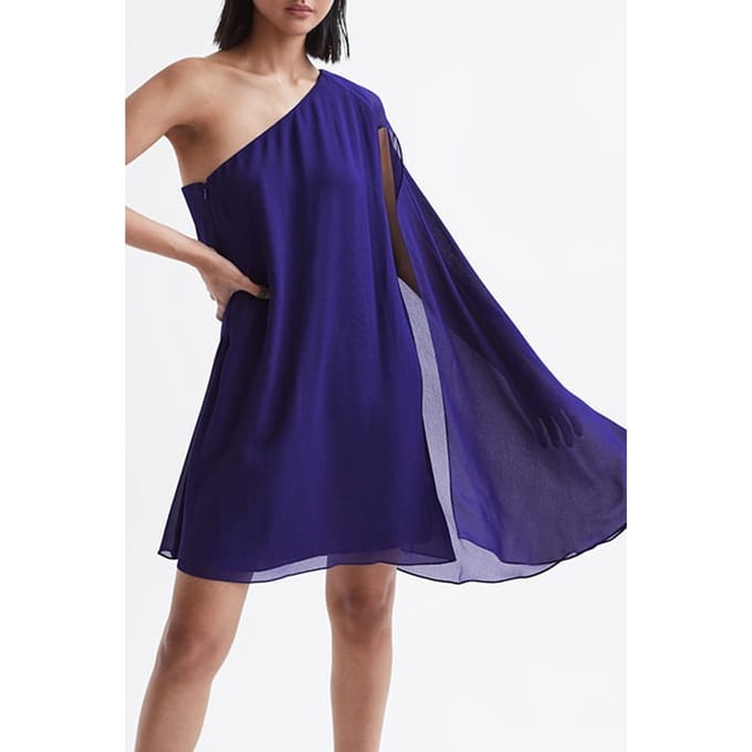 Reiss Fleur Sheer Mini Dress — Purple Maat: 4 | Mini Jurken Outlet | Dames | Paars