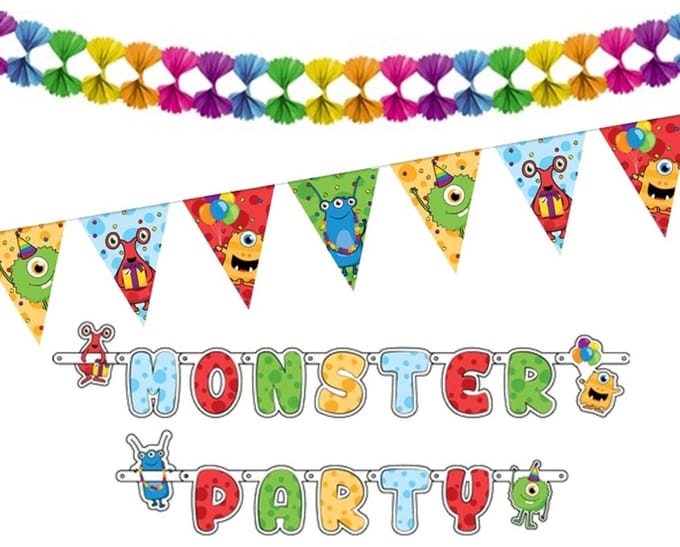 Feestpakket versiering Monsterfeest - verjaardag kinderen - 3 delig.