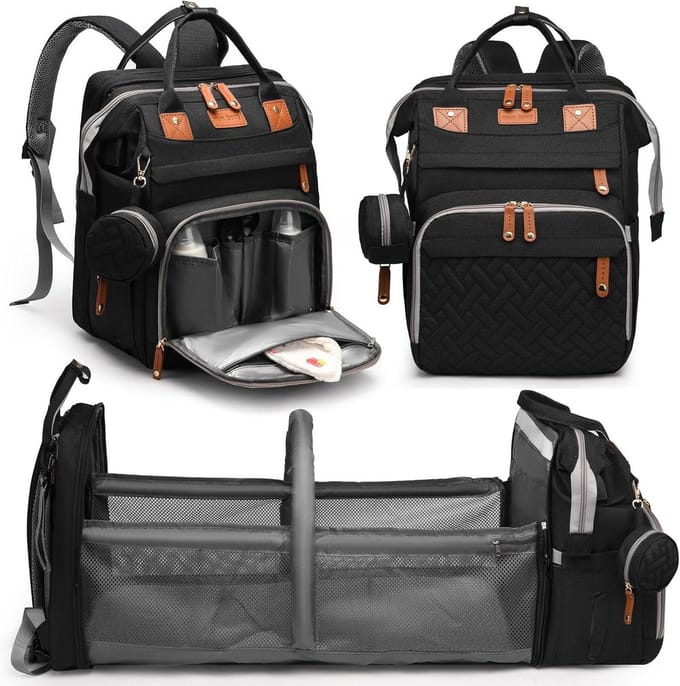 Luiertas Rugzak - Baby tas Commode - Babyverzorging Onderweg - Met Ingebouwde Commode - Grote Capaciteit - Grijs