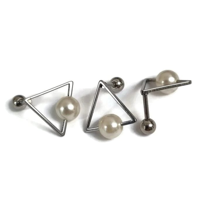 Piercing oor - Zilverkleurige helix piercing met pareltje - 14mm RVS