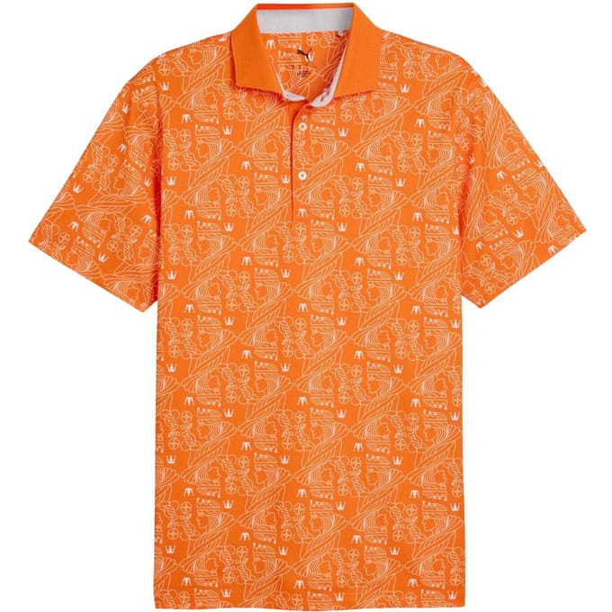 Puma Heren Royal Crest Pique Golf Poloshirt (Oranje)