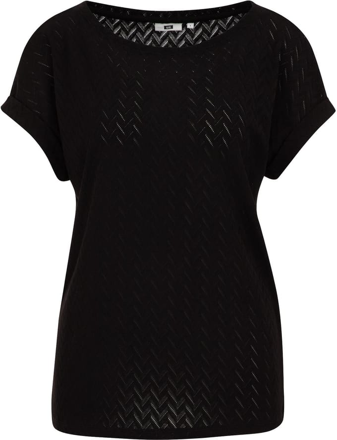 WE Fashion Dames T-shirt met opengewerkte structuur