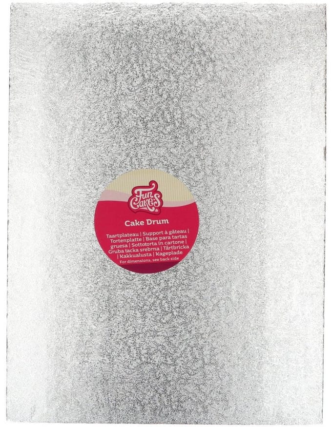 FunCakes Cake Drum Rechthoek - Zilver - 40,5x30,5 cm / 12 mm - Taartonderlegger - Taartkarton