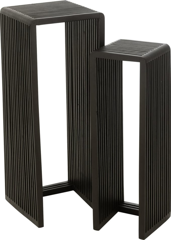 J-Line bijzettafel Kubus - hout - zwart - set van 2
