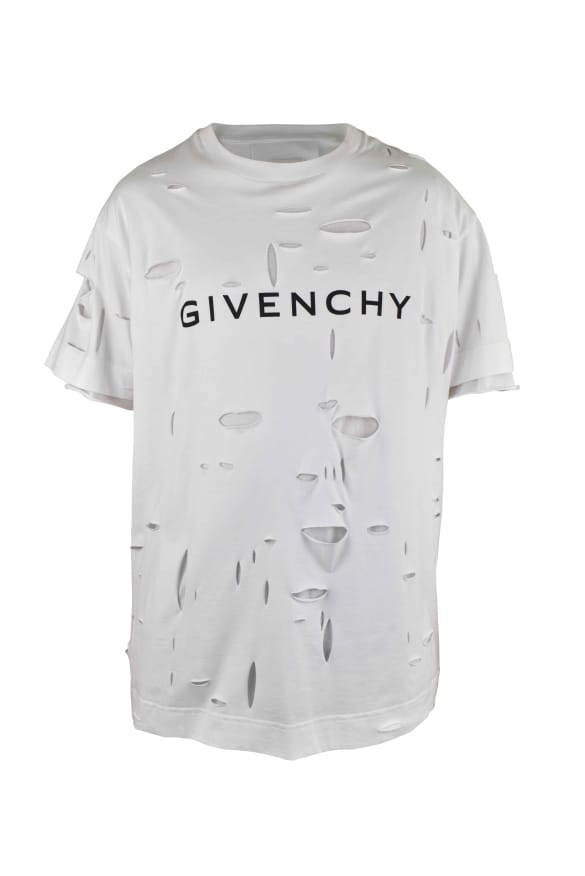 Givenchy T-shirt met 2 lagen en gaatjes Wit