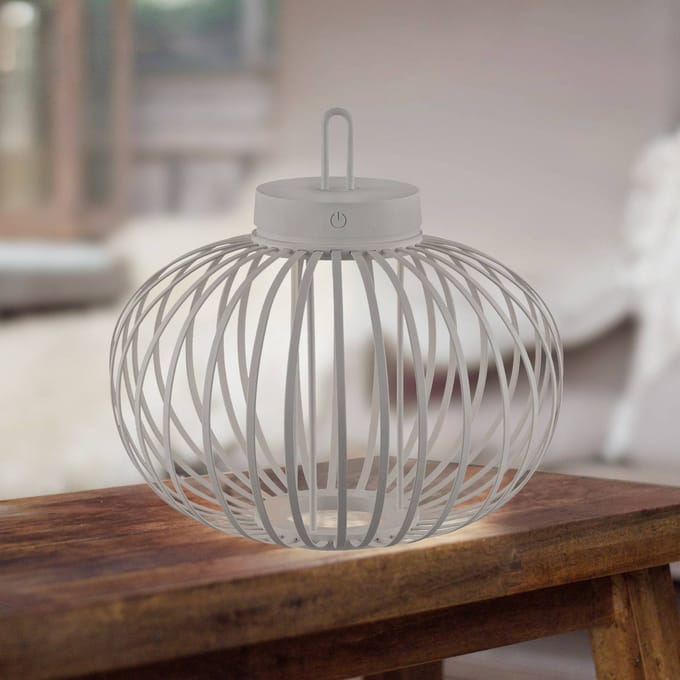 JUST LIGHT. GmbH JUST LIGHT. LED tafellamp Akuba grijs-beige 33cm bamboe