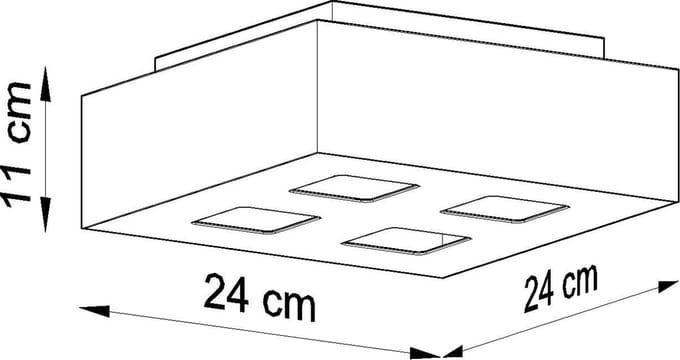 Plafondlamp MONO 4 met 4 spots in vierkante behuizing - Sollux Lighting - IP20 - Zwart/wit staal behuizing - 24 x 24 x 11 cm - 4 x GU10 LED, exclusief lichtbron - 4 x 10 W - Minimalistische plafondlamp voor slaapkamer, woonkamer en gang