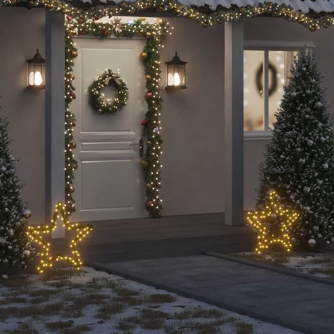 vidaXL - Kerstverlichting - ster - met - grondpinnen - 80 - LED's - 60 - cm