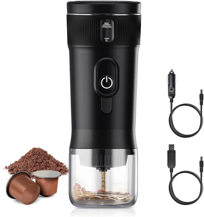 Draagbare Koffiemachine - Espresso Maker - Reizen Kamperen - Snelle Verwarming - 1 Kops - Zwart