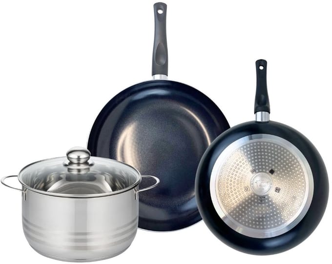 Set van 2 Koekenpannen 28 en 32 cm en 1 braadpan 24 cm Elo Prima Brillant