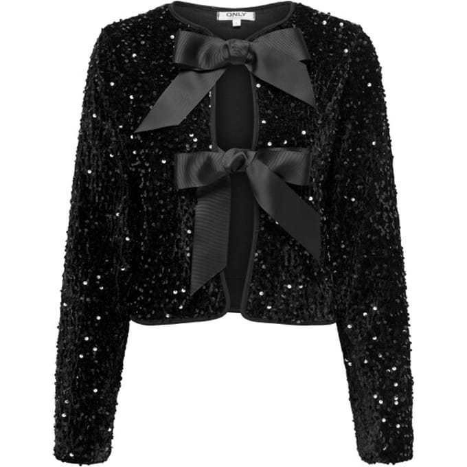 ONLY - ONLANIKA SEQUINS LS BOW TOP WVN CS - Dames - Blouses