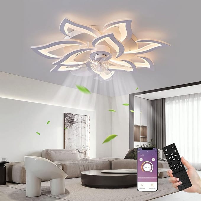 Moderne Plafondventilator met Dimbaar LED Licht en Afstandsbediening