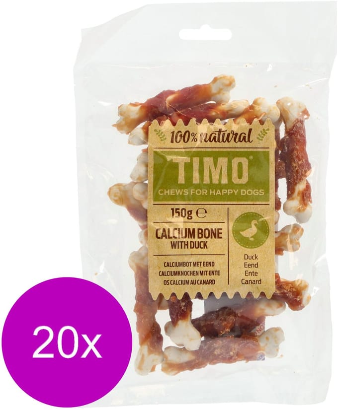 Timo Calciumbot Met Eend - Hondensnacks - 20 x Eend 150 g