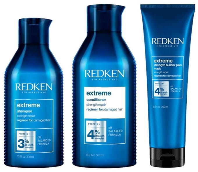 Redken Extreme Shampoo 300ml + Conditioner 500ml + Strengthbuilder Plus Haarmasker 250ml