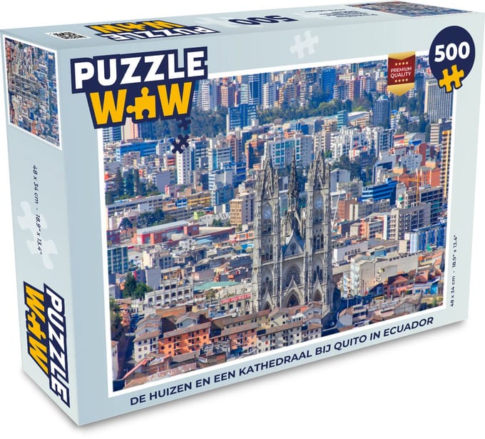 Puzzel De huizen en een kathedraal bij Quito in Ecuador - Legpuzzel - Puzzel 500 stukjes