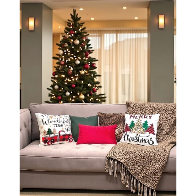 Gek op kussens! Sierkussen leopard christmas | 45 x 45 cm | katoen/polyester
