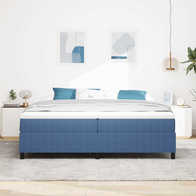 vidaXL - Platformbedframe - Blauw - 200 - x - 200 - cm - Corduroy - stof