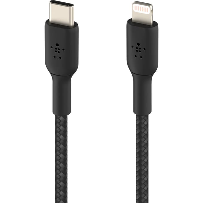 Belkin BOOST↑CHARGE Braided - USB-C naar Lightning Kabel - 2 Meter - 20W - Zwart