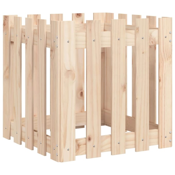 Pot de fleurs avec design de clôture en treillis 50 x 50 x 50 cm Bois de pin massif
