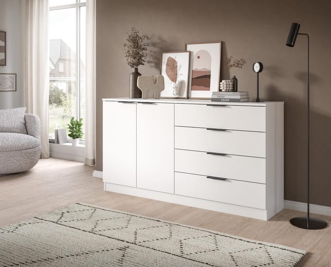 Kopenhagen dressoir 4 laden, 2 deuren wit.