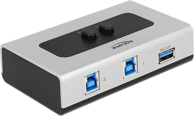 DeLOCK bi-directionele USB schakelaar 2x USB-B - 1x USB-A - USB3.0 / zilver/zwart