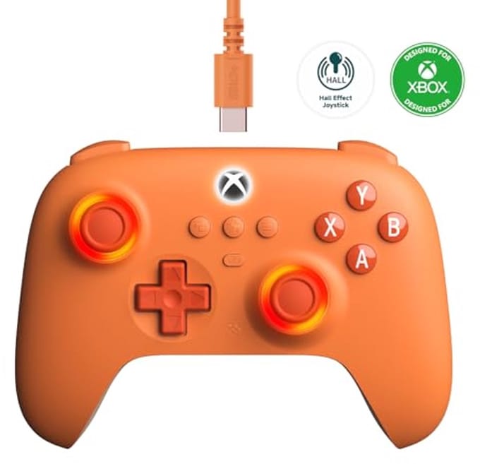 C-bedrade controller met RGB verlichting en Hall Effect joysticks voor Xbox en Windows