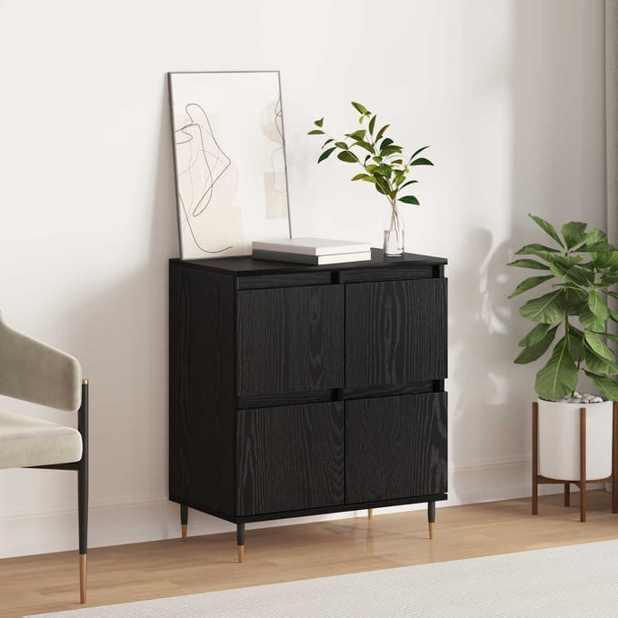 vidaXL - Dressoir - Zwart - Eiken - 60 - x - 35 - x - 70 - cm